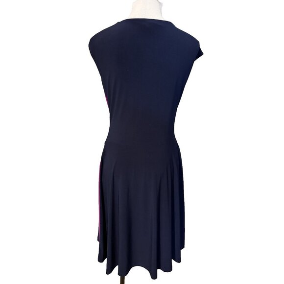 Ralph Lauren Dress 16 Magenta Sides Navy Blue Stretch Church Career Party - Picture 4 of 12